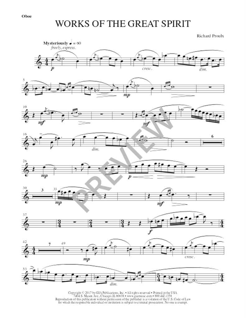 Works of the Great Spirit - Oboe